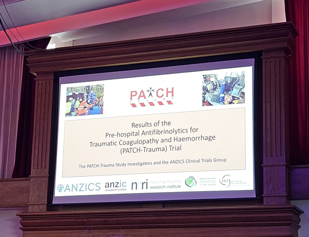 Listening to PATCH trial results of prehospital TXA and blown away by the level of commitment from pre hospital personnel. While not the results hoped/expected a great showcase of measures by research team to ensure recruitment met #CCR23