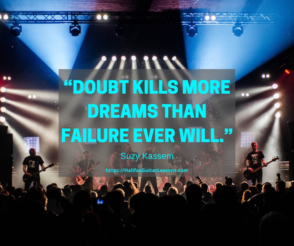 IgniteLessons's tweet photo. "DOUBT KILLS MORE DREAMS THAN FAILURE EVER WILL." - SUZY KASSEM
#guitarlessons #beginnerguitarlessons #beginnerguitar #guitarlessonsforadults #learntoplayguitar https://t.co/FxZ8YIu5IC