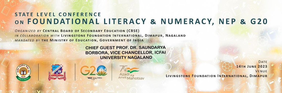 lfinagaland's tweet photo. State Level Conference on Foundational Literacy &amp; Numeracy, NEP and G20 conducted by CBSE and mandated by the Ministry of Education, GOI. 

#mea #cbse #janbhagidari #azadikaamritmahotsav #g20org #pmoindia #narendramodi https://t.co/KFqXbdnCba