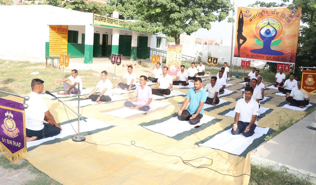 091bn's tweet photo. "Bringing health and harmony to our villagers" A combined Yoga practice with force personnel and villagers was conducted at village Kamlapur (Lucknow). This is journey of wellness and to discover the transformative power of yoga together. https://t.co/3ViQqPFBi0