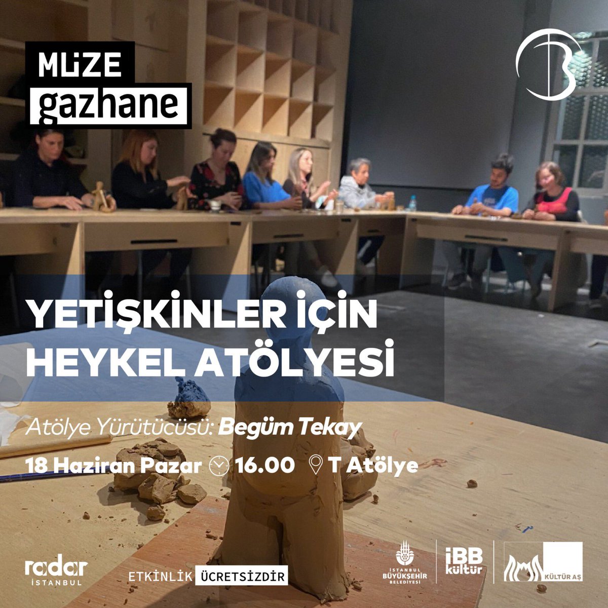 Yetişkinler için heykel; çocuklar için ise felsefe ve duyusal oyun atölyeleri Müze Gazhane'de sizi bekliyor! 📌Kapasitenin sınırlı olduğu atölyeler için saat 10.00 itibarıyla Radar İstanbul üzerinden kayıt yaptırabilirsiniz.