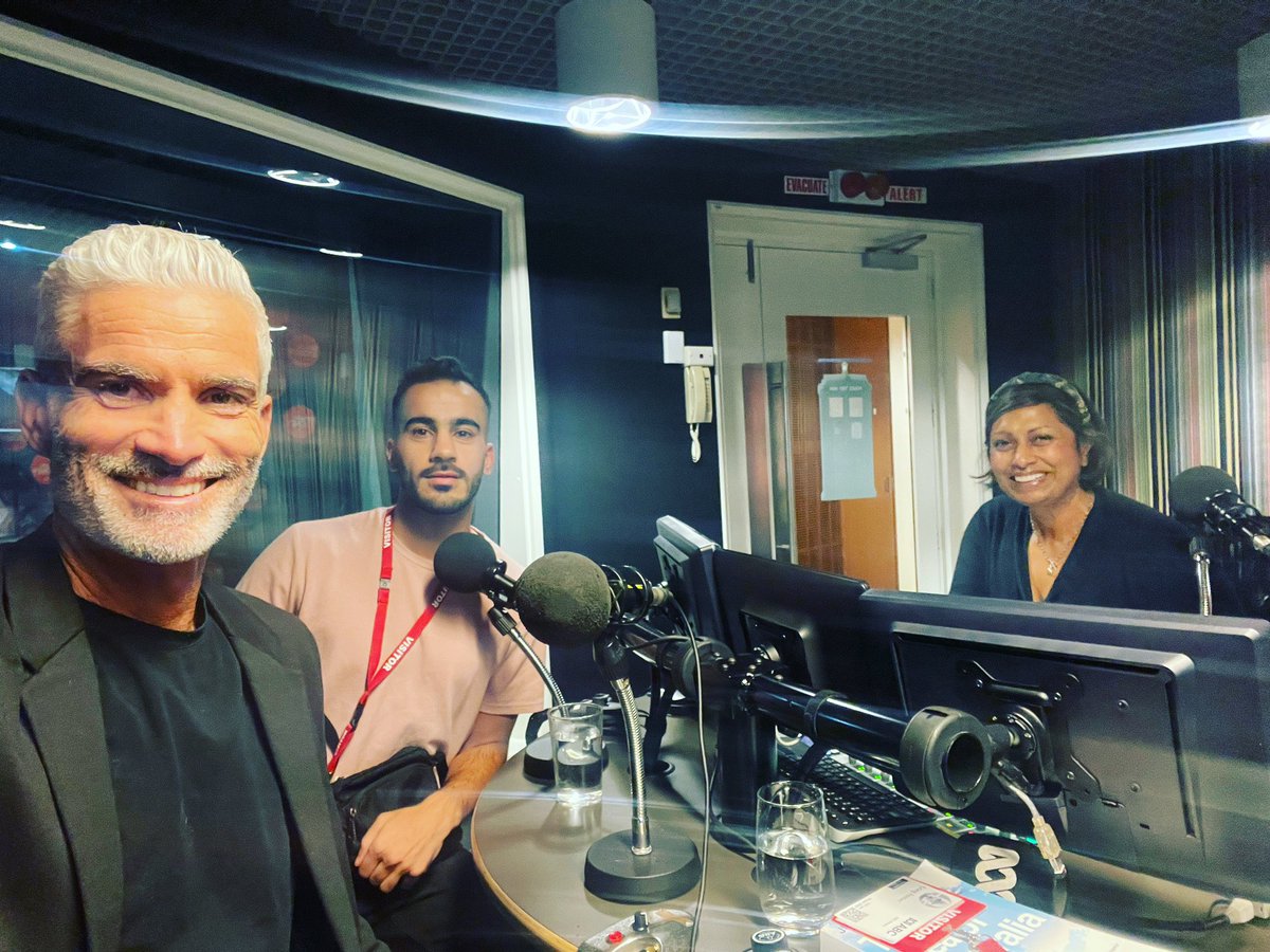 Craig_Foster's tweet photo. Hakeem Al-Araibi speaking with Indira Naidoo, @abcsydney about ‘The Defenders’, capturing the trauma of torture, his bravery in speaking against a tyrannical Government &amp; royal family, the power of sport &amp; #SaveHakeem campaign to free him.

@sydfilmfest June 23 on @PrimeVideoAUNZ https://t.co/UYWKWSeoKd