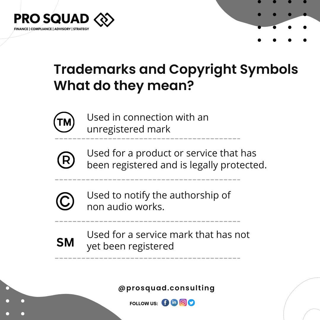 Connect with ProSquad , Ready to officially turn that ™ into an ®© symbol & you able to protect your business brand.
#trademark #copyright t #patent #business #brand #logo #branding  #legalservices #entrepreneurs #startups #registrations #companyregistrations #prosquadconsulting