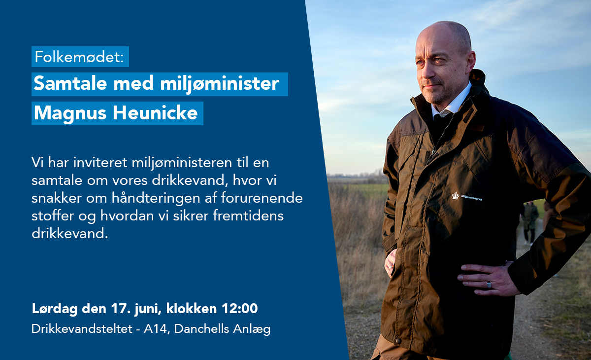 DK_drikkevand's tweet photo. Hvordan sikrer vi fremtidens drikkevand? 💧

Vi har inviteret miljøminister @Heunicke forbi Drikkevandsteltet, hvor vi skal snakke om blandt andet håndteringen af forurenende stoffer og hvordan vi sikrer fremtidens drikkevand. 

#fmdk #folkemøde #dkpol https://t.co/3E6FwU7iDY
