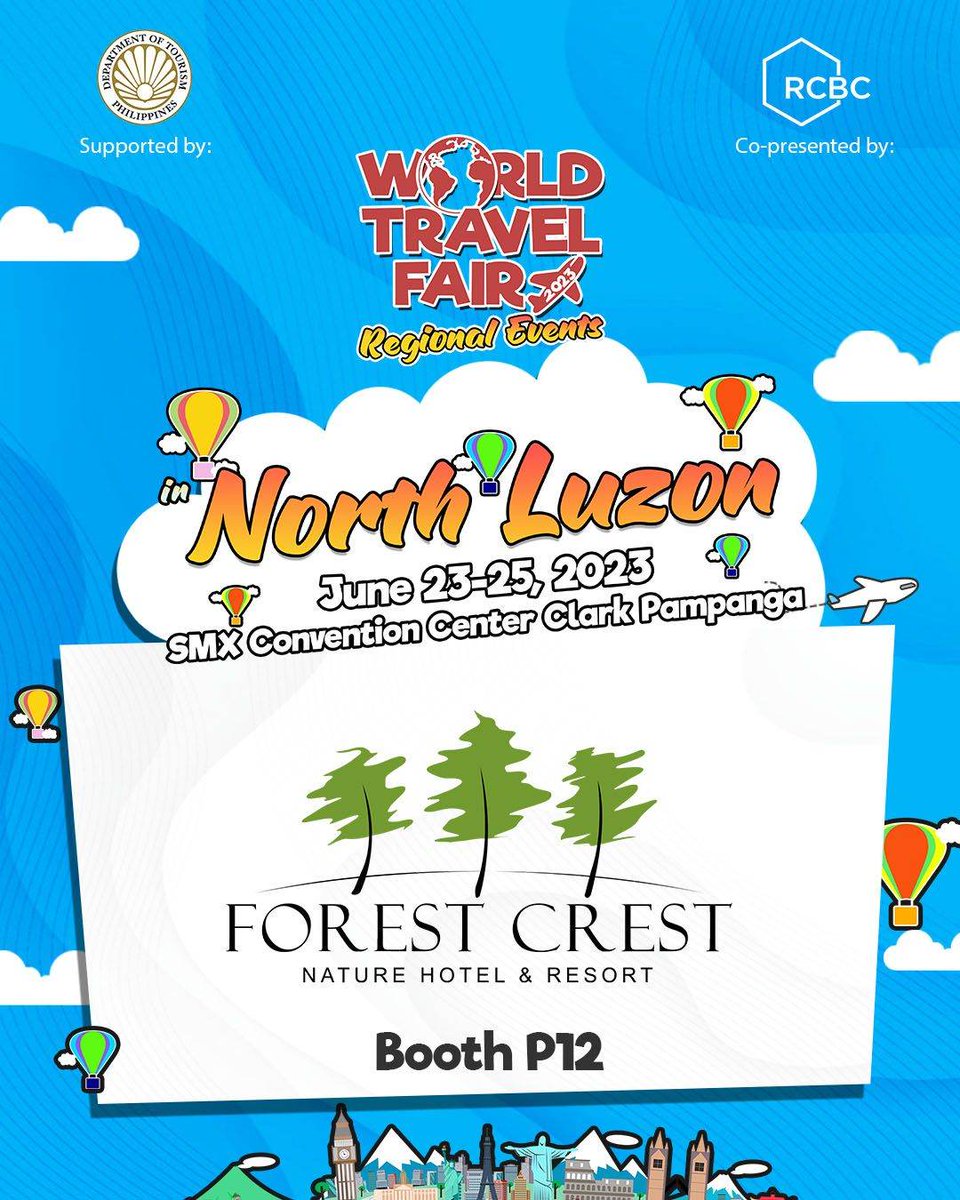 forest_crest's tweet photo. Visit us this coming June 23 to 25, 2023 at SMX Convention Center Clark Pampanga, Booth no. P12, World Travel Fair Regional Events 2023. See you all there! 

#forestcrestbatangas
#forestcrestnasugbubatangas
#ilovecforestcrest
#WorldTravelExpo
#wte2023 https://t.co/T4glA8VT4U