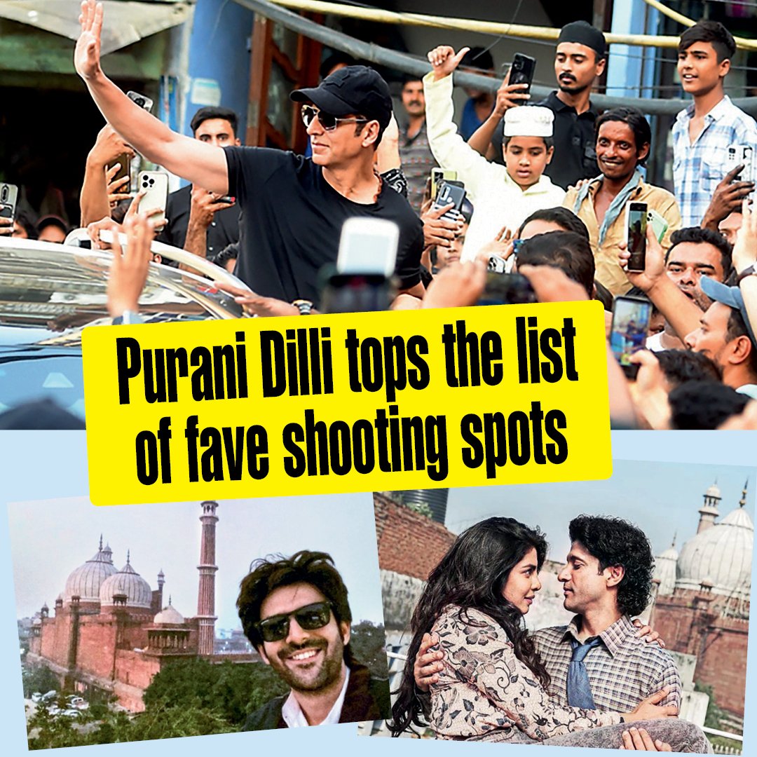 From long shots of #JamaMasjid & the havelis of #OldDelhi to the backdrop of #RedFort, #PuraniDilli has been a constant favourite with filmmakers 

#ChandniChowk emerged as the most popular shooting spot out of 500 locations in #Delhi🤌 

#AkshayKumar #Priyanka #KartikAaryan