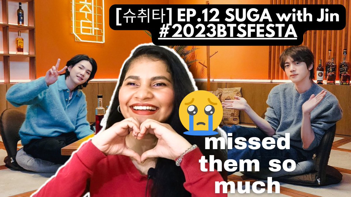 ManyySarangh's tweet photo. missed them so much 🥰😍 knowing the BTSFESTA is near this is more nostalgic
New Reaction/Review Video on
[슈취타] EP.12 SUGA with Jin #2023BTSFESTA @bts_bighit
Link: https://t.co/15OivImcBI
#슈가와취하는타임 #슈취타 #SUGA #슈가 #Jin https://t.co/7uNRodGJVJ
