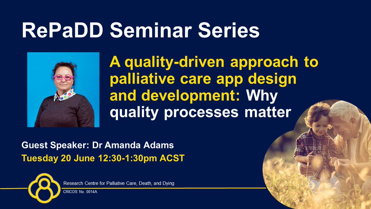 Next #LunchtimeSeminar: Dr Amanda Adams (@SquizzyGeek) will present on the quality processes in the development of the @ELDAC_agedcare Home Care App and how this benefits and supports the needs of a diverse workforce.

Tues 20 June - 12:30-1:30pm ACST: eventbrite.com.au/e/lunchtime-se…