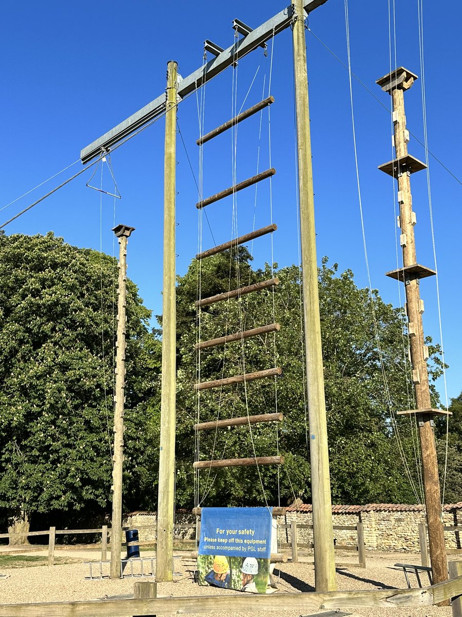 Good morning again from Claythorpe Court. Another beautiful morning here. Our wonderful Year 6s are just packing their suitcases before breakfast, all excited for the activities planned for our last morning. This photo shows the trapeze, which many children have conquered!