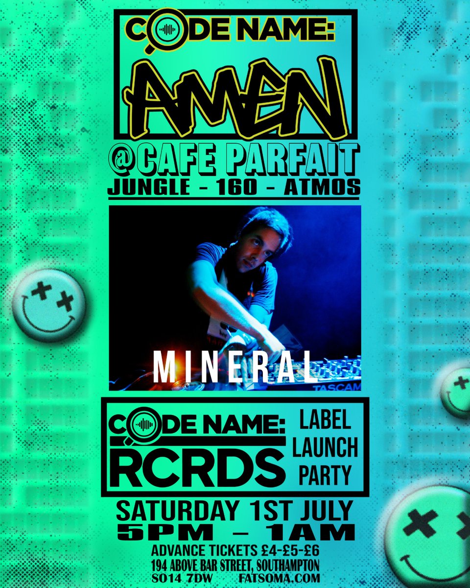 Mineral joins us an exclusive UK first appearance at the @codenameamen @codenamercrds launch event at @cafeparfait on 1st July 2023

Limited Early Bird tickets available for just £5 from Fatsoma.com

#jungle #junglemusic #hardcore #dnb #bassmusic #ravemusic