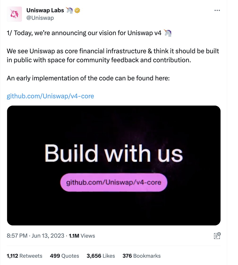 After the announcement of Uniswap v4, Wintermute Trading has accumulated  878,336 $UNI ($3.7M) from exchanges. Currently holding 886,269 $UNI  ($3.8M). Bullish on $UNI? https://t.co/tZEHdme7AR