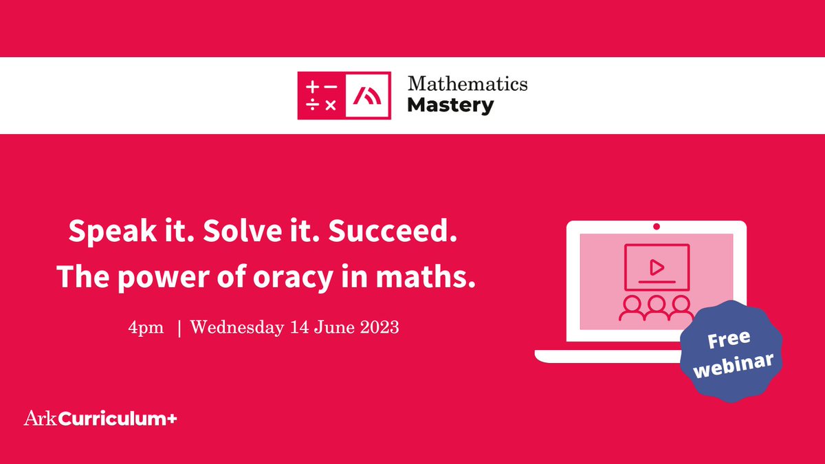 ArkCurriculum's tweet photo. Primary maths leads β interested in developing pupils' #OracyInMaths?
Discover new strategies by joining our webinar at 4pm today: https://t.co/fVogHtTgrD
#mathscurriculum #primaryeducation #primarymaths #pupilprogress #mathschat #mathsevents #teacherPD
@MathsHubs https://t.co/PuFHEfTy3k