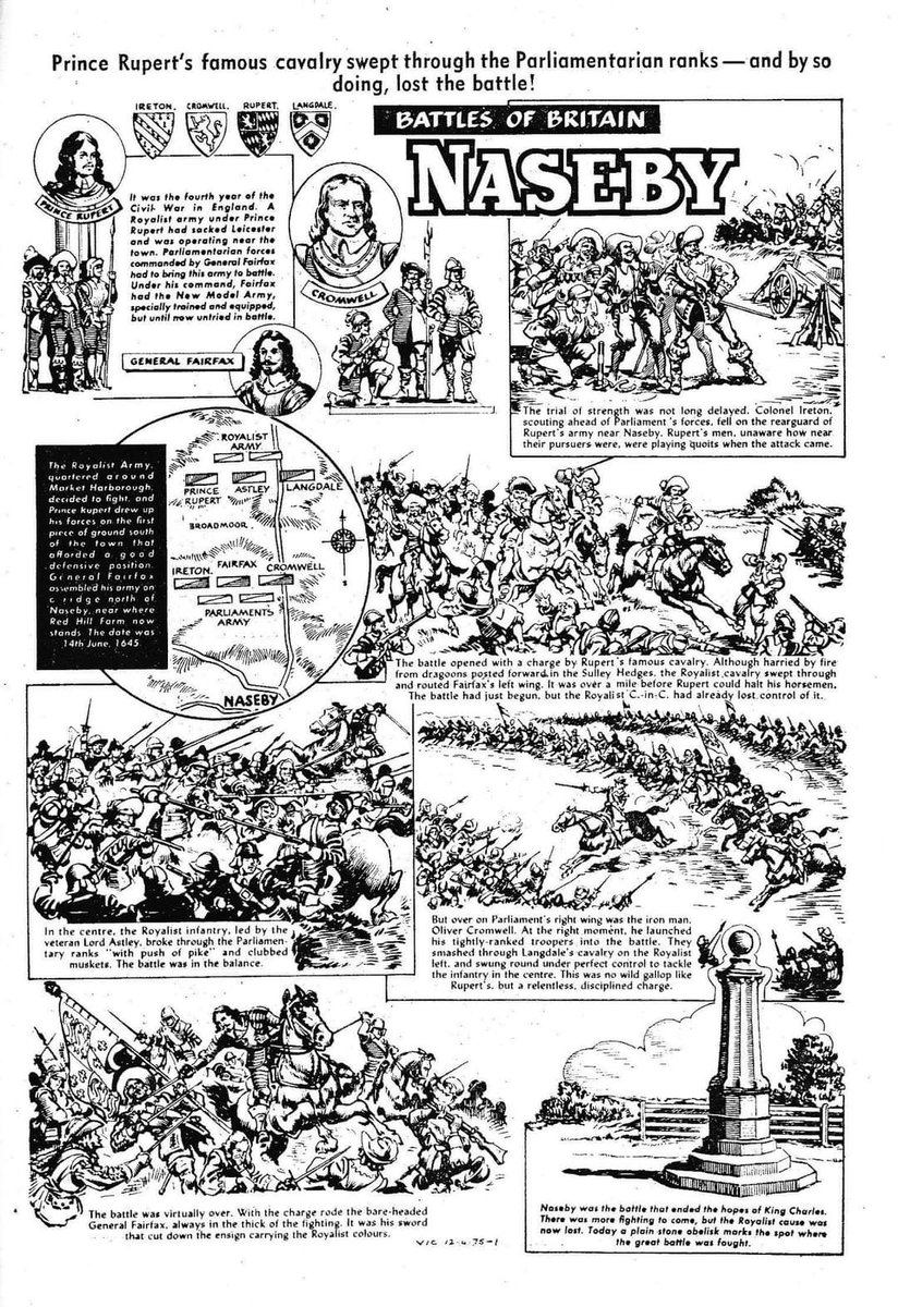 🔸14 June 1645: the Battle of Naseby. As illustrated in The Victor, April 1975.
#otd #Naseby #EnglishCivilWar #BritishCivilWars #History #OnThisDay #Victor #Comic #ComicArt