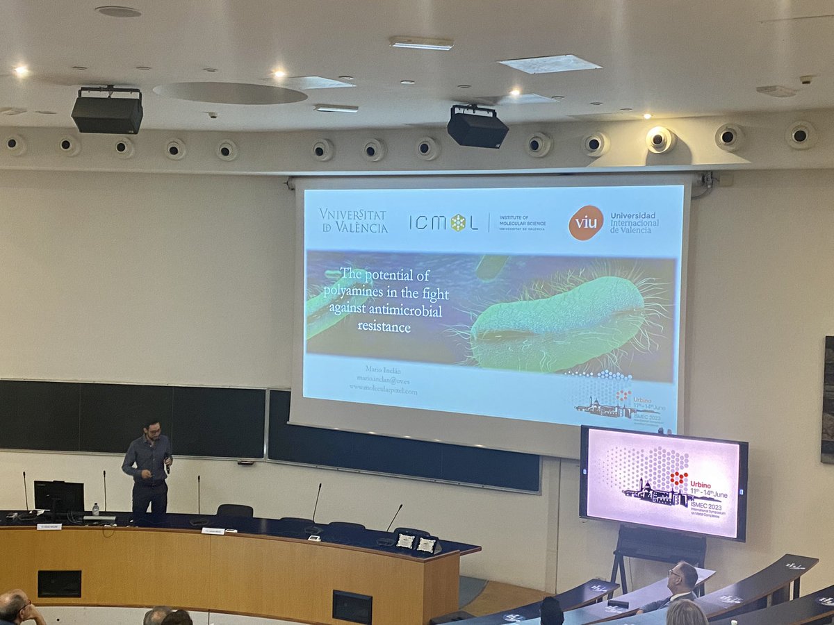 4th day of #ISMEC2023, @dr_inclan presents “The potential of polyamines in the fight against antimicrobial resistance”