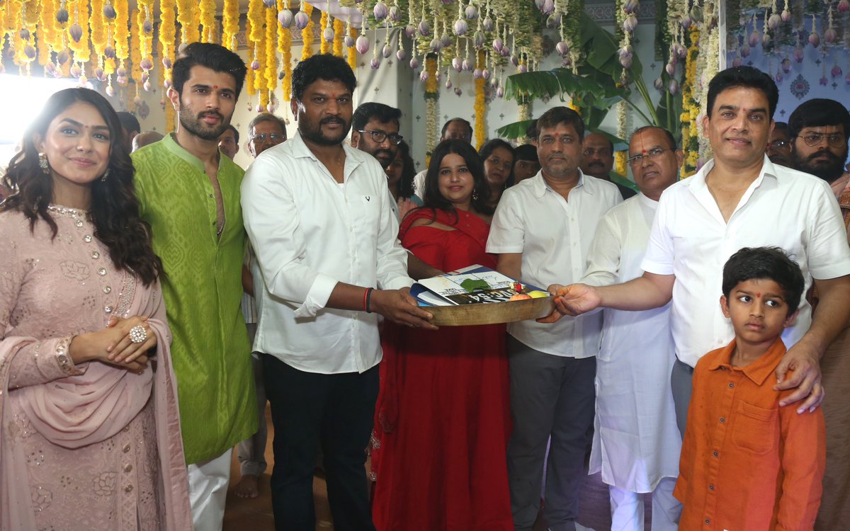 The much awaited collaboration of THE #VijayDeverakonda, @parasurampetla, & @svc_official’s #VD13 is officially launched today.

The talented @mrunal0801 joins the stellar cast.

Shoot begins soon.

#SVC54
@Thedeverakonda
#KUMohanan @GopiSundarOffl #VasuVarma #DilRaju #Shirish