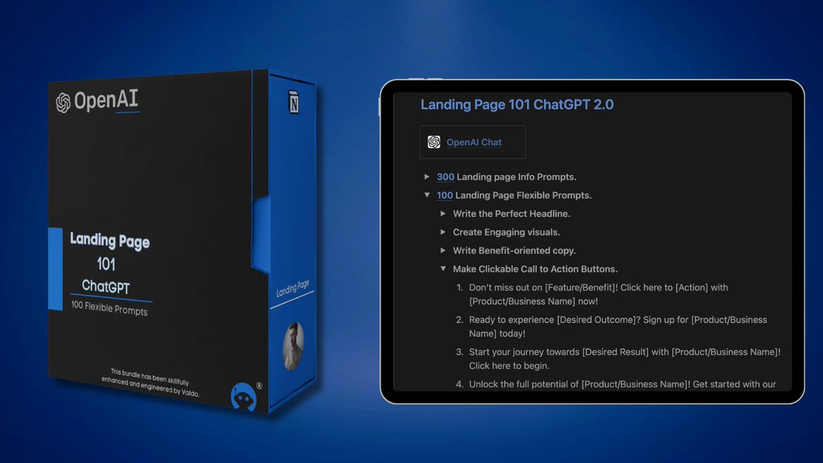 ChatGPT is a FREE landing page expert.

But 98% still don’t know how to use it correctly.

So I built 400 prompts to help businesses refine their landing page.

The next 24 hrs, it's FREE!

To get it:

1. Follow me (so I can DM you)
2. Retweet this tweet
3. Like &amp; Reply "101"