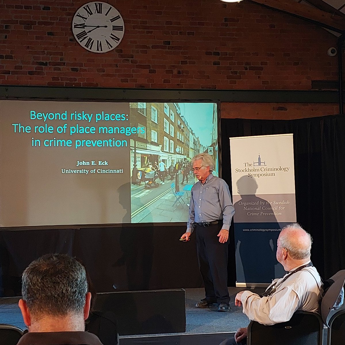 ZarinaVakhitov1's tweet photo. Stockholm Criminology Symposium.  Workshop on Environmental Criminology. John Eck presenting on the role of place management in crime prevention https://t.co/2Hd8g75HZX