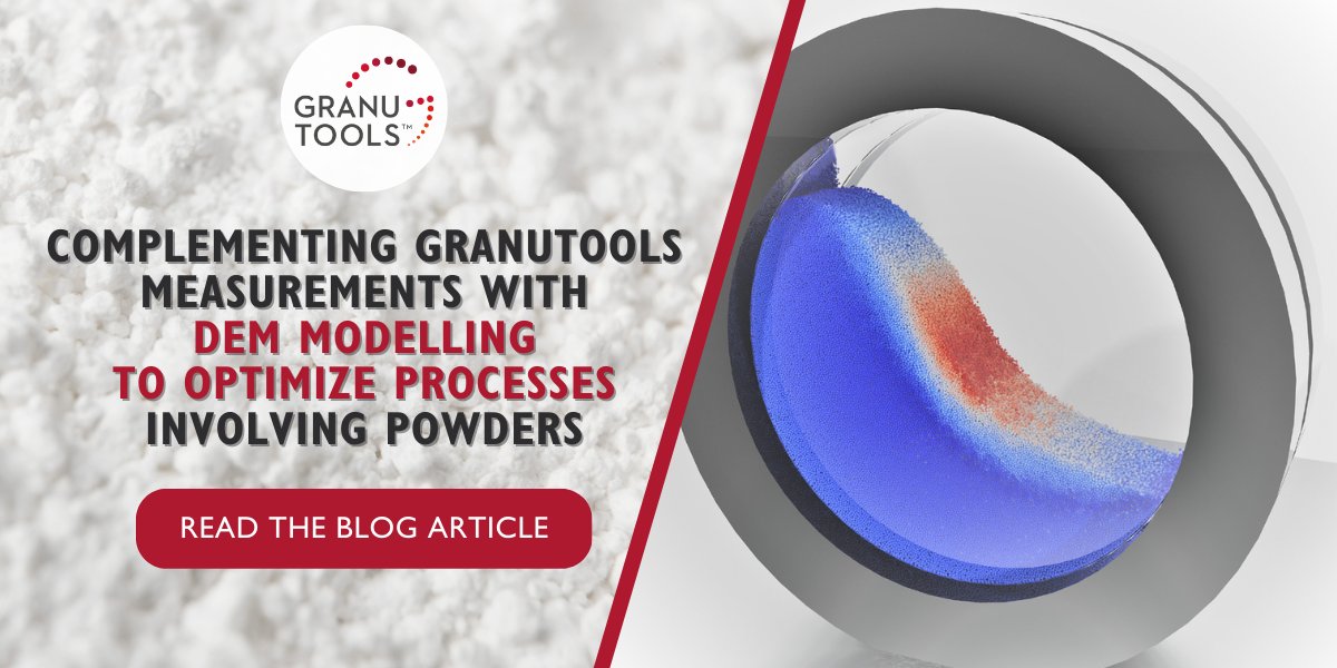 Discover how DEM simulations & Granutools measurements enhance powder flow understanding & process efficiency! 💡

Unlock powder process potential with Granutools!
granutools.com/en/news/267_co…

#PowderProcesses #DEMModelling #DigitalTwins #Granutools #ProcessOptimization