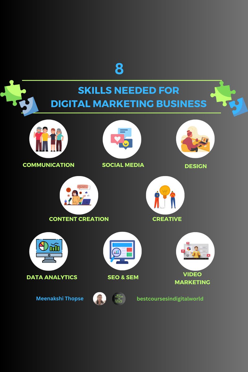 8  Skills Needed for Digital Marketing Business

 #JoborientedCourses and #SkillsTraining

#digitalmarketing #businesstips #digitalmarketingtips #skillsdevelopment #socialmediamarketing #marketingstrategies #businessgrowth #successgrowth #businesssuccesstips