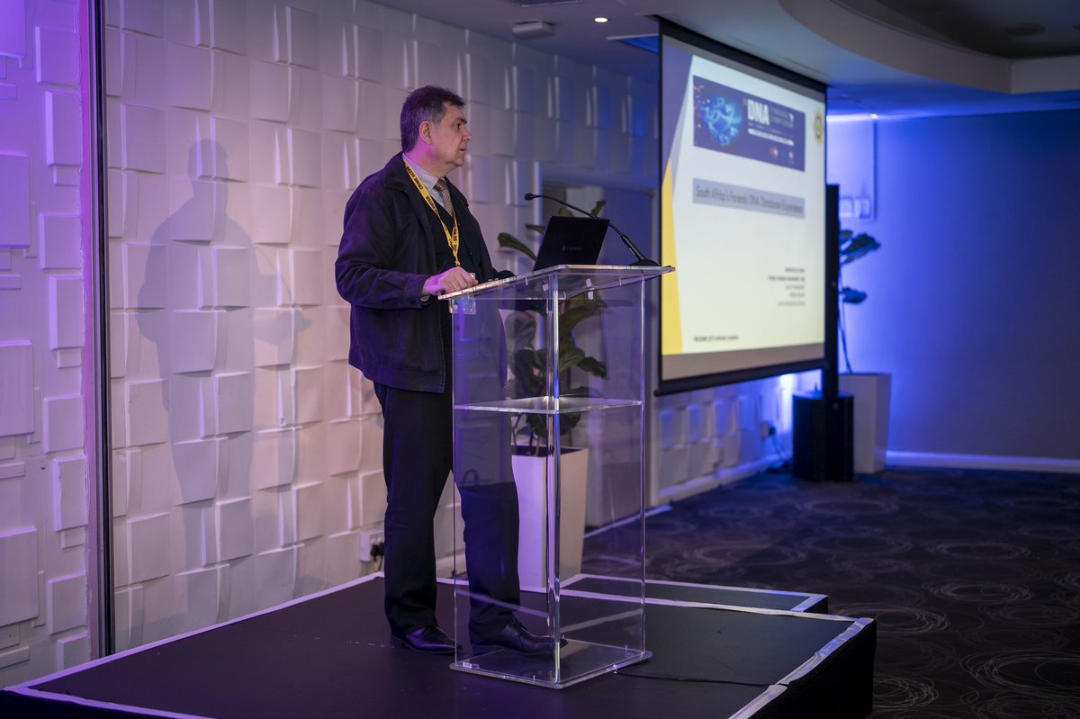 DNAforAfrica's tweet photo. With over 30 years of experience, Section Head of Forensic Database Management at the Forensic Services Division in SAPS (@SAPoliceService) Brig. Joe Smith has witnessed drastic changes in the DNA Forensic landscape in SA. He takes the stage. #3FDNAS #SAPS https://t.co/6HROWtK0fu