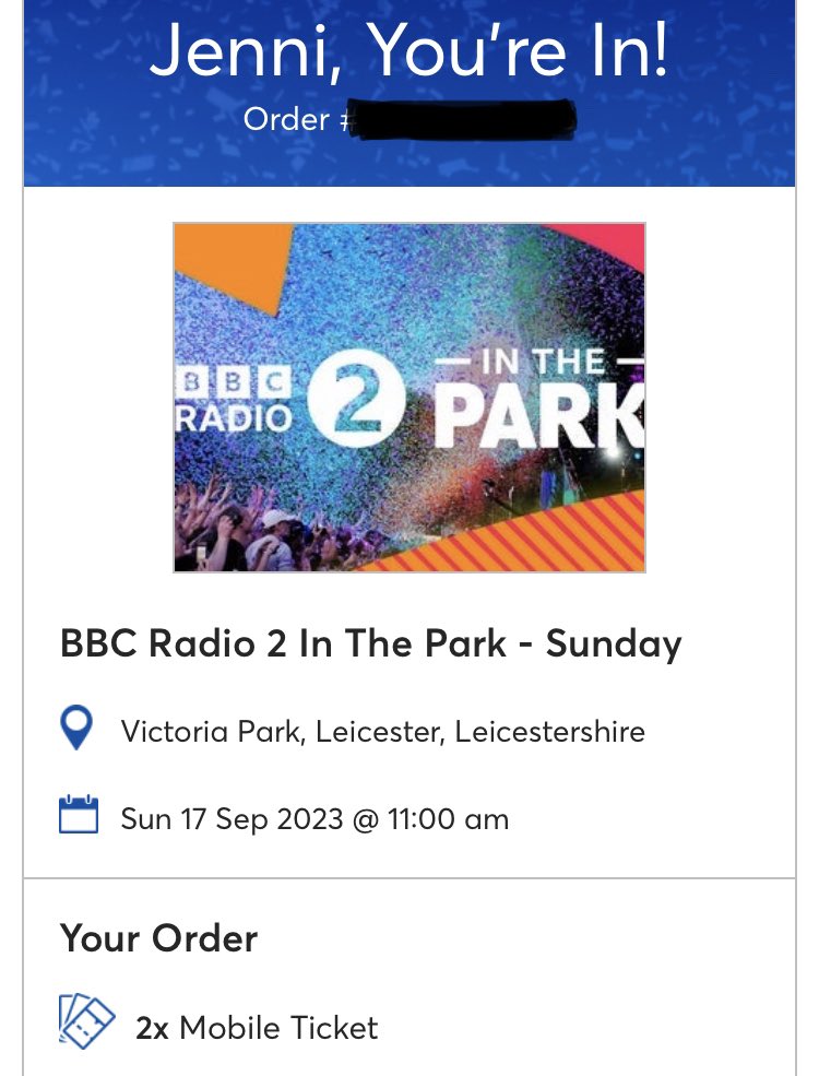 The queue opened…I had one person in front of me in the queue! I got tickets! Bring it on! #R2inThePark