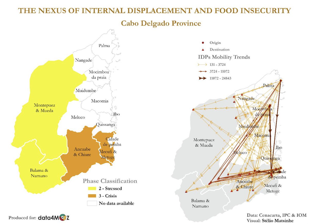 “Battle for Survival: Internal Displacement and the Desperate Struggle Against Food Insecurity”. Recent data shows a grimy picture of #IDPs and pockets of #foodinsecurity in Cabo Delgado province. #foodinsecurity #Mobility #data