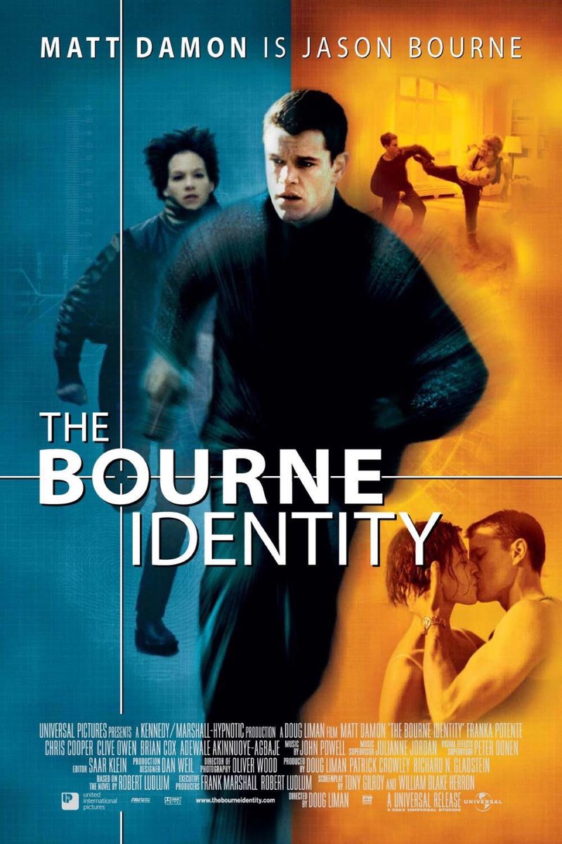 Happy 21st Anniversary to The Bourne Identity! 🥳🎉

#TheBourneIdentity #MattDamon #FrankaPotente #ChrisCooper @Gabriel_Mann #BrianCox #CliveOwen #OliverWood #DanWeil #JohnPowell #ChristopherRouse #SaarKlein #RobertLudlum #WilliamBlakeHerron #TonyGilroy #JasonBourne