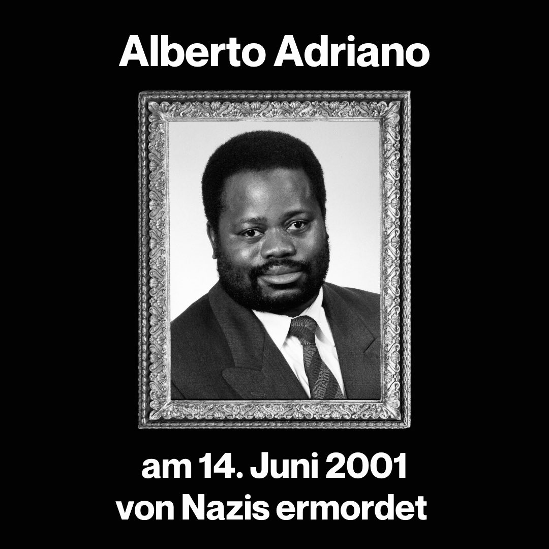 der_neukoellner's tweet photo. Am 11. Juni 2000 wird der 39-Jährige Alberto Adriano in der Nähe des Stadtparks in Dessau von drei Nazis massiv attackiert. Er stirbt drei Tage später an seinen schweren Verletzungen im Krankenhaus.

Alberto ist auf dem Nachhauseweg von einer Abschiedsfeier, da er geplant hatte seine Familien in Mosambik zu besuchen, als er auf die Gruppe von Nazis trifft. Der 24-jährige Enrico H. schlägt zuerst zu. Nach diesem ersten Schlag beginnt ein nicht enden wollender Gewaltexzess gegen den bereits bewusstlos geschlagenen Alberto Adriano. Erst als die Polizei eintrifft, lassen sie von ihrem Opfer ab. Alberto Adriano stirbt am 14. Juni 2000 an seinen schweren Verletzungen. #keinvergessen