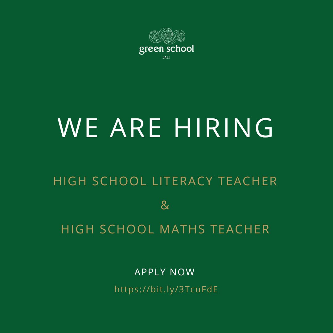 We're #Hiring! Is it your dream to be part of a school where the environment is at the center of of how we educate learners for life? Do you believe in fostering learners' curiosity, wellbeing & connectedness to our planet? If yes, consider applying here: bit.ly/3TcuFdE