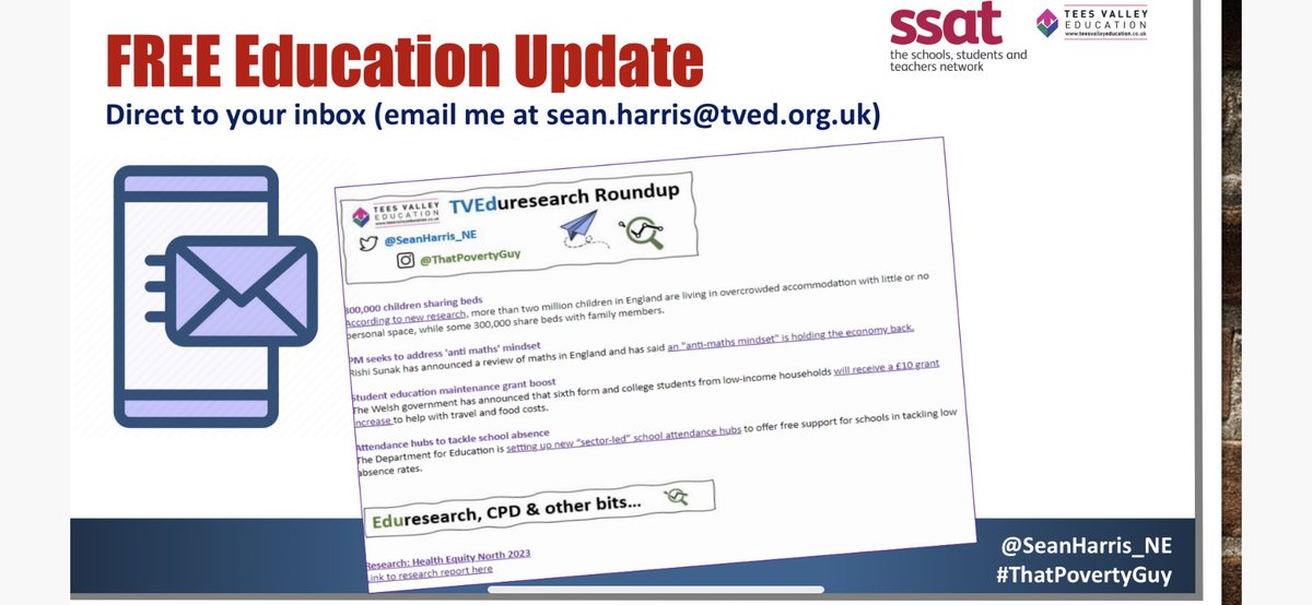 SeanHarris_NE's tweet photo. Looking forward to sharing with colleagues across @ssat network of system leaders and educators this morning
@teesvalleyed are talking about #PovertyInformedPractice in schools and organisations
Find out more about how we support schools via
https://t.co/rHFn9HDolp https://t.co/1Tbheil4Yh