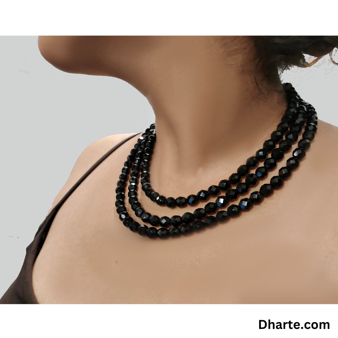 'Enhance your elegance with the captivating beauty of this Crystal Black Beaded Necklace. Its exquisite craftsmanship and timeless design are sure to make a statement.'

#CrystalJewelry #BlackBeadedNecklace #ElegantAccessories #StatementPiece #JewelryLovers