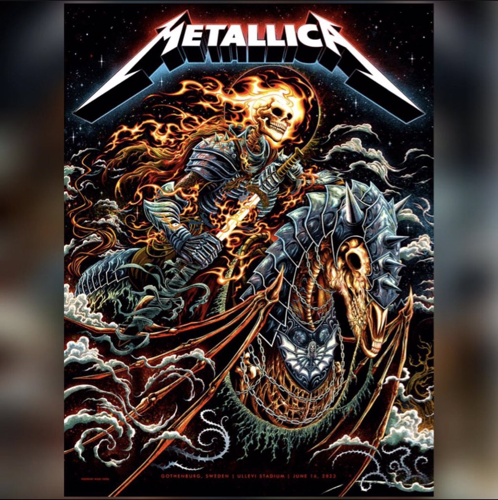 MetSince1981's tweet photo. Póster alusivo a la primera noche de presentación de @Metallica en el Ullevi Stadium de Gothenburg, Suecia 🇸🇪 16 Junio 2023.
Arte de: @milestsang (Instagram). 
#Metallica #ProbityMerch #ProbityWorldWide 
#M72Gothenburg #Gothenburg #M72WorldTour #M72 #METALLICASince1981 https://t.co/2u5tbbeSvg
