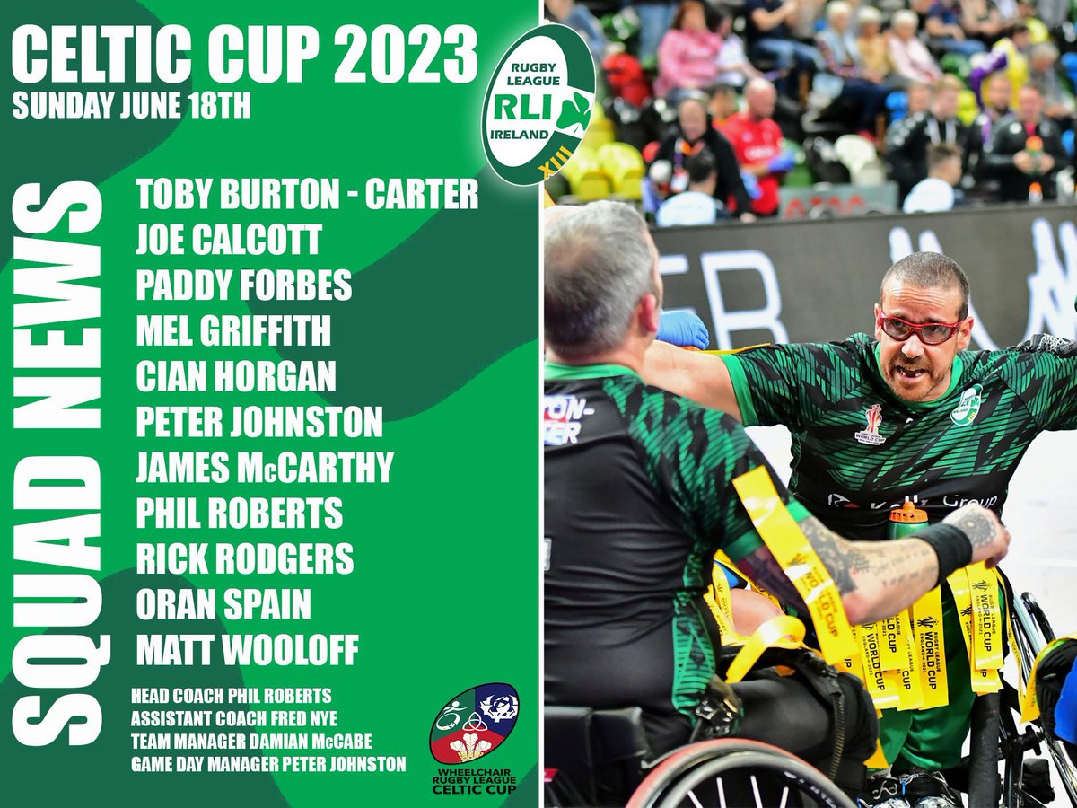 🍀 𝗧𝗘𝗔𝗠 𝗔𝗡𝗡𝗢𝗨𝗡𝗖𝗘𝗠𝗘𝗡𝗧
Here’s our squad for this weekends Celtic Cup tournament! 

A new look squad for Coach Phil Roberts with no less than four debutants set to represent our nation at the Oriam this Sunday!