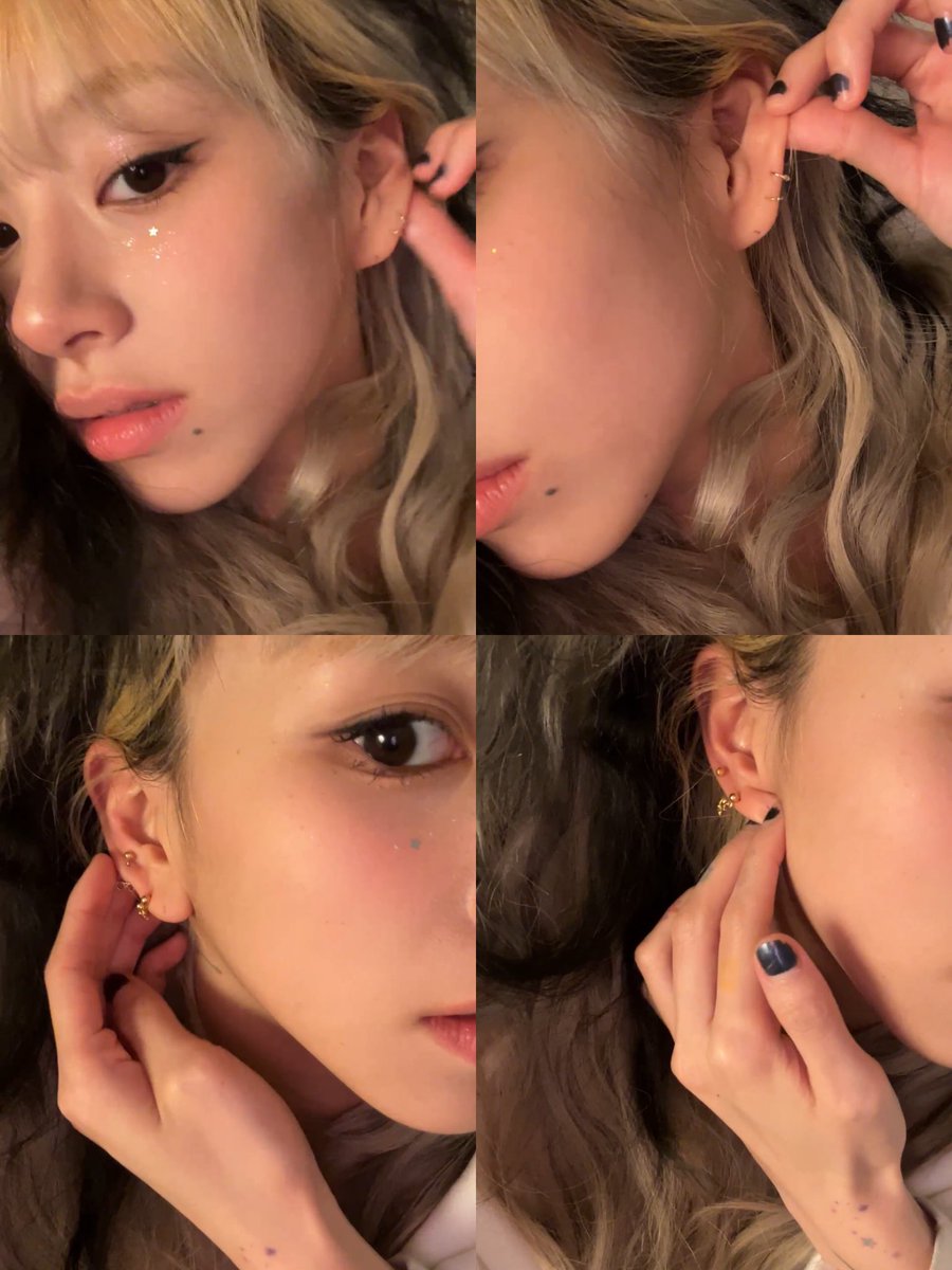 Chaengie showing her earrings ear piercings 🫠😍