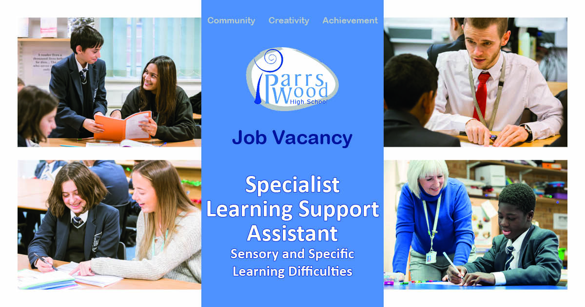 We are looking for a Specialist Learning Support Assistant - sensory & specific learning difficulties to join our Parrs Wood Community, visit our website to find out more & to apply buff.ly/3JcX6T1
Apply by: 16 June 23
#schoolsupportjobs #manchesterjobs #vacancy #jobalert