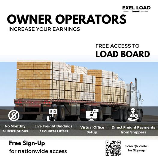 ExelLoad's tweet photo. Access our Load Board for #OwnerOperators for free &amp; boost your revenue today!
Free sign-up for nationwide access.Visit https://t.co/fVTqqDcsbE
#loadboard #TruckDriver #LTL #FTL #hotshot #truckload #trucking #usa #supplychain #logistics #trucker #CDL #freight #transport #ExelLoad https://t.co/2OpbPbsjYF