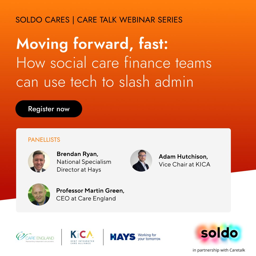 Join us in just ✌️ weeks for an exciting #webinar with @caretalk titled 'Moving forward, fast' - a crash course on slashing admin for finance teams in the #Care sector. 

Don't miss out! Secure your spot now 👇
ow.ly/SUgR50ONO9v brighttalk.com/webcast/19026/…