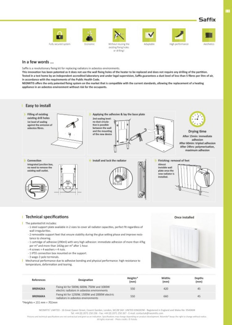 If your planning a heating project in an environment with asbestos @neomitis can offer a unique solution.
lnkd.in/ev_BczhY 
#heatingengineer #heatingsolutions #electricians #radiators #asbestos #electricaldesign #electricalinstallation