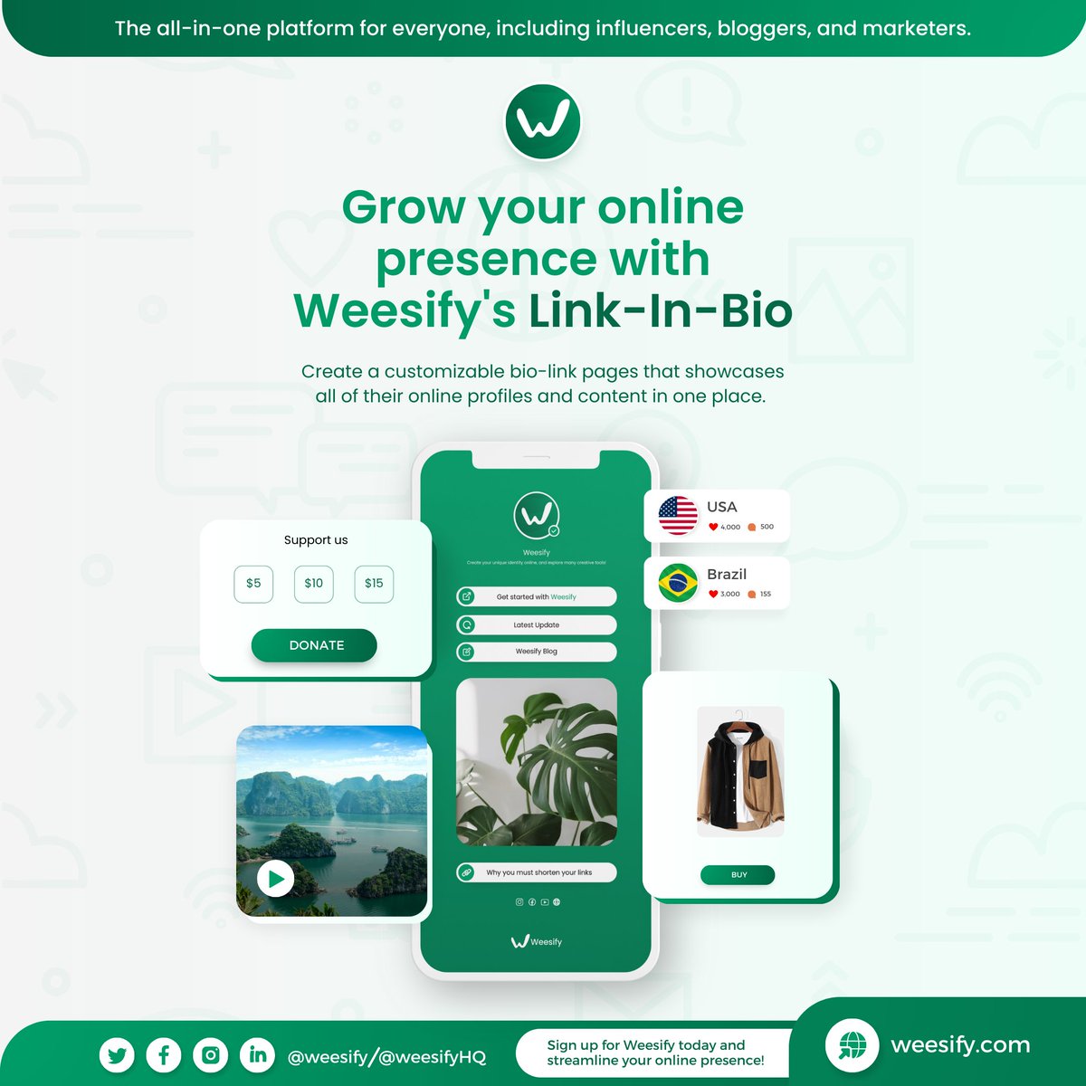 🚀 Exciting news! Weesify has just launched its Link-In-Bio! 🌟 Optimize your social media presence and easily share multiple links in one place. Say goodbye to limited bio space! Check out Weesify now. #Weesify #LinkInBio #OptimizeYourLinks #SocialMedia