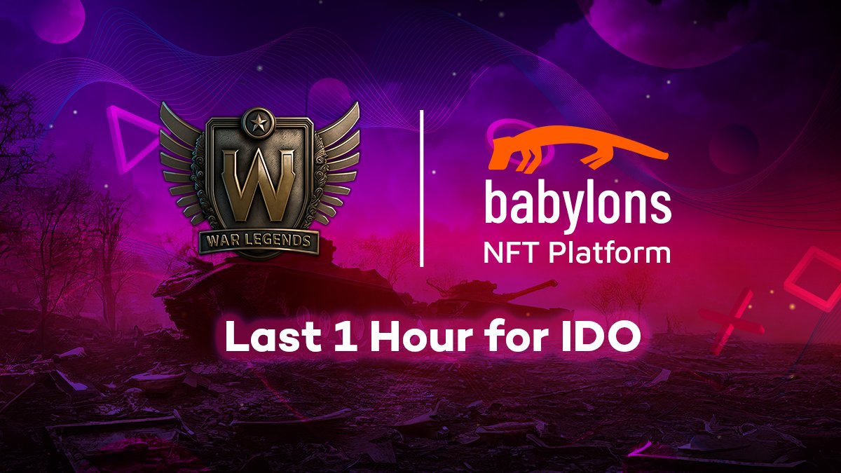 Babylons (@babylonsnft) on Twitter photo ⏰ Babylons is launching the <a href="/warlegendsco/">War Legends</a> IDO in 1 hour!
🚀 Get ready for epic tank battles and thrilling gameplay.
Join us and become a true #WarLegend. Stay tuned for the official launch!
babylons.io/collection/56/… ⏰ Babylons is launching the <a href="/warlegendsco/">War Legends</a> IDO in 1 hour!
🚀 Get ready for epic tank battles and thrilling gameplay.
Join us and become a true #WarLegend. Stay tuned for the official launch!
babylons.io/collection/56/…