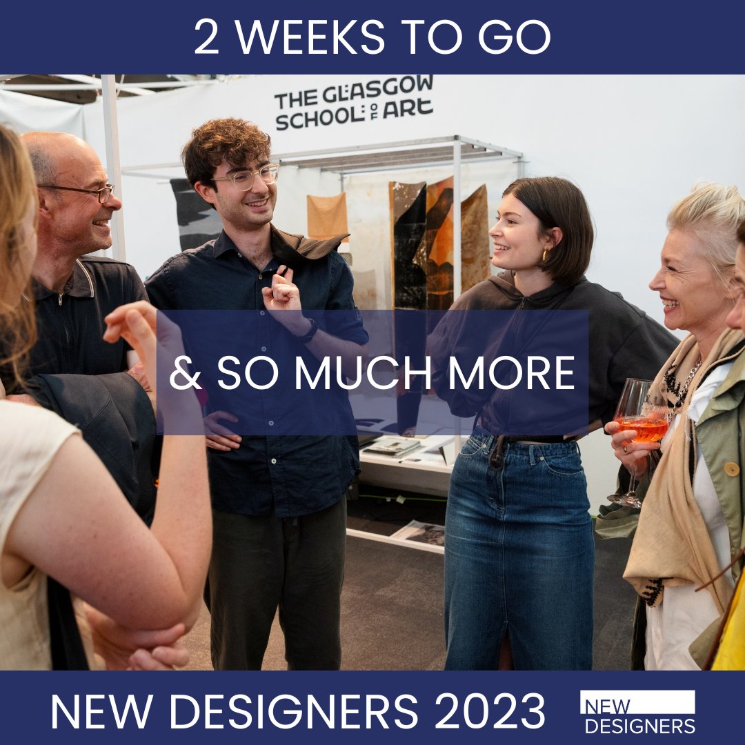 NewDesigners's tweet photo. New Designers opens its doors for 2023 in just 2 weeks today!
Don't miss your chance to join us for a 2 week celebration of all things design! Secure your ticket now to save on on-the-door prices ๐ https://t.co/yEKW67uWCr
#ND23 #DesignGraduate #NewDesigners #ComingtoND https://t.co/5NgXHbLyqA