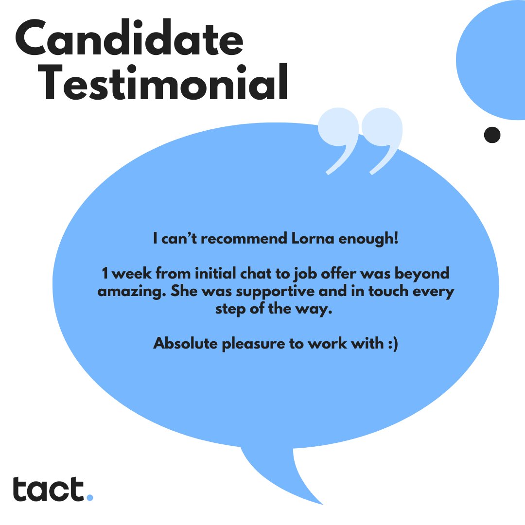 tact_it's tweet image. 🌟📣 CANDIDATE TESTIMONIAL 📣🌟

We&apos;re thrilled to share yet another great candidate review with you all! 🙌

#tact #MakingTheConnetion #DevLaunchPad #TeamTact #TechForGood #DigitalRecruitment #ITRecruitment #testimonial