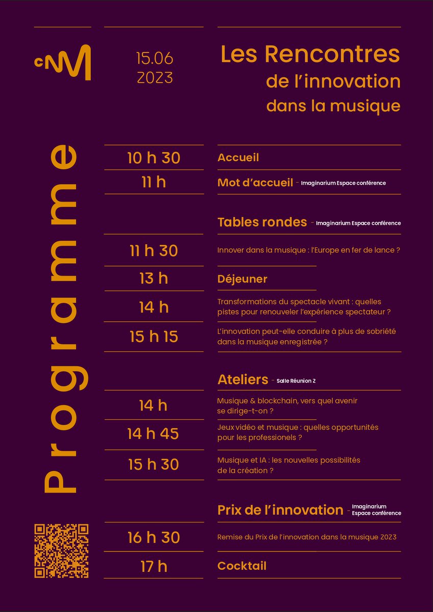 [#Innovation]

Les Rencontres de l'innovation dans la musique commencent demain, retrouvez le programme complet de cette journée thématique !

Informations et inscription (événement gratuit) : cnm.fr/les-rencontres…

#RencontresInnoMusique23
