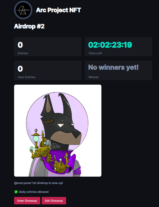 Good evening Twitter!
NFT airdrop is now up on our discord! u can WIN the NFT below by joining the giveaway chat in our discord server!
[discord.gg/HSEcumDQ38]

#NFTCommunity #NFTs #NFTGiveaway #pfpNFT