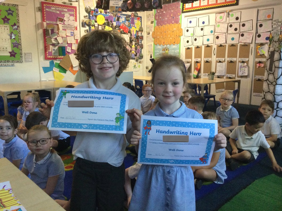 More handwriting heroes in reception class. Well done for working on the formation of your letters! #EarlyReading