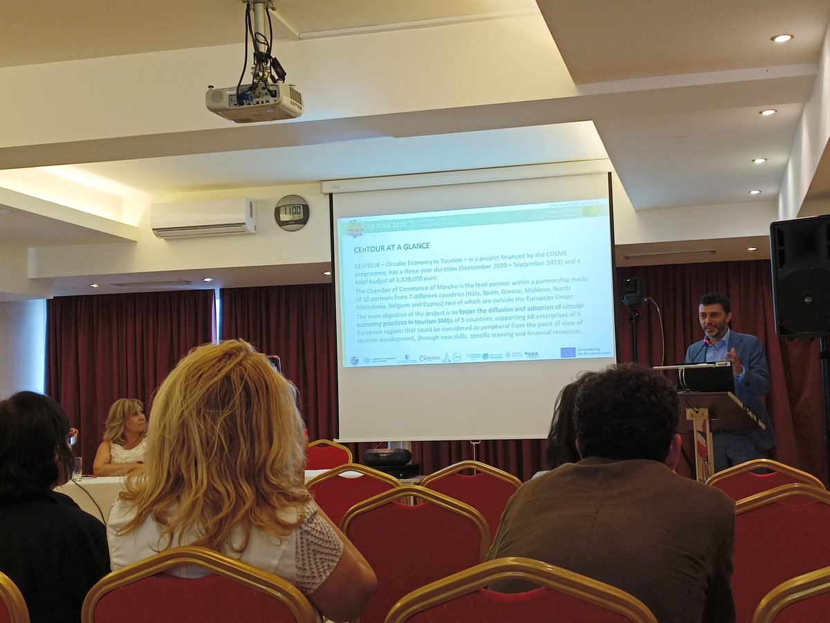 During the first panel, representatives of the <a href="/CEnTOUR_EU/">CEnTOUR - Circular Economy in Tourism</a> partenariat introduced the actions implemented through the project, it's main challenges &amp; opportunities and the strategies &amp; solutions applied to the businesses of the SMEs that took part in this amazing journey.