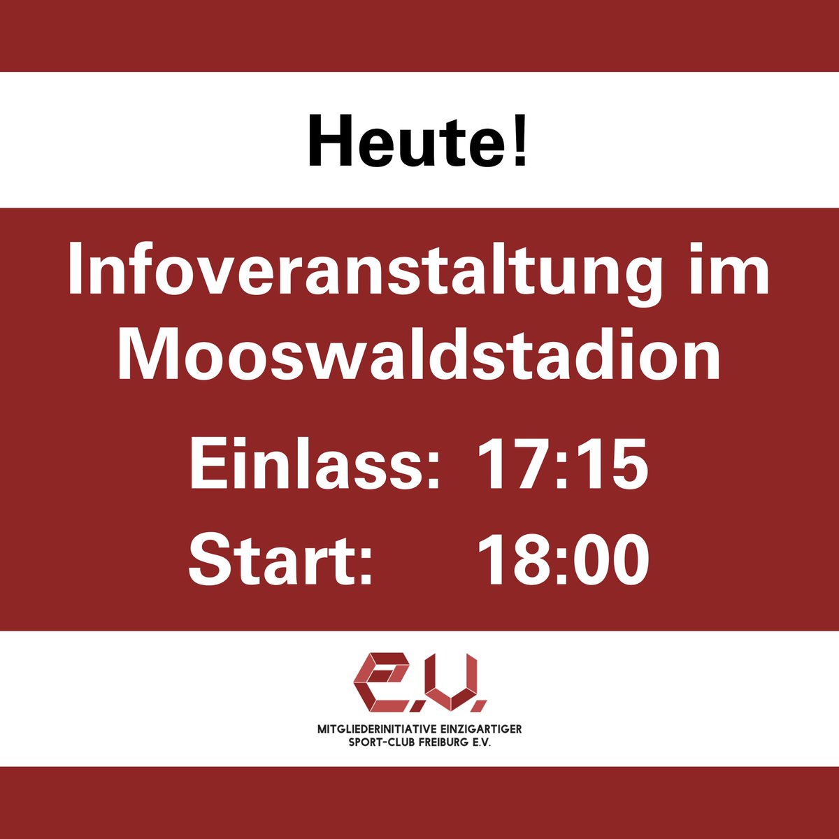 EinzigartigSCF's tweet photo. Wir sehen uns heute Abend bei der Infoveranstaltung. Kommt zahlreich! https://t.co/azejBReNlI