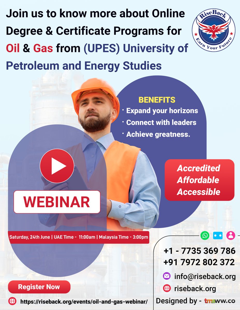 Register Now: riseback.org/events/oil-and…

#ONGC #webinar #onlinedegree #certificateprograms #onlinecertificate #onlinelearning #career #opportunity #uae #qatar #riseback #upes #professionals