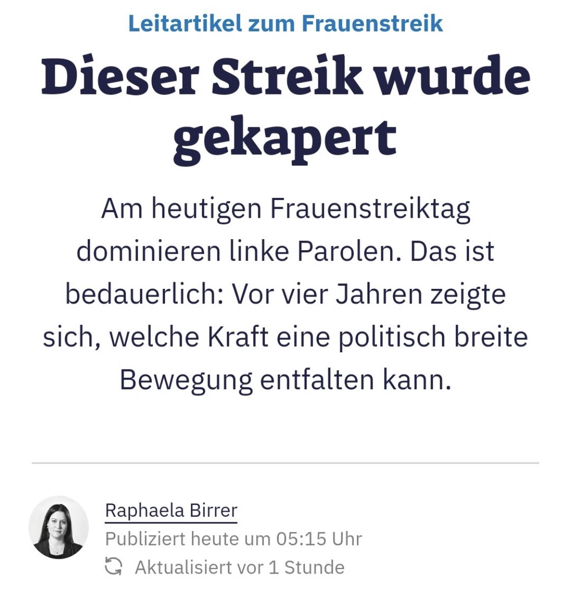 „Dieser Streik wurde gekapert.“ 
#feministischerStreik