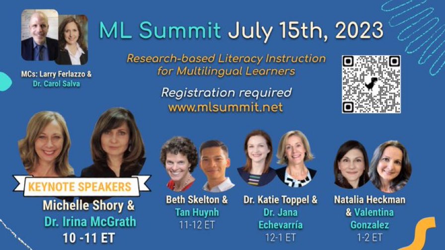 Check out this free professional learning opportunity from well known ML educators! <a href="/ValentinaESL/">🌍 ναℓєηтιηα gσηzαℓєz</a> <a href="/TanKHuynh/">Tan K Huynh (he/his) 🇱🇦🇺🇸🏳️‍🌈</a> <a href="/Larryferlazzo/">Larry Ferlazzo</a> @KatieToppel <a href="/irenamcgrath/">Irena McGrath</a> <a href="/michelleshory/">🌍 Dr. Michelle Shory 💻</a> mlsummit.net